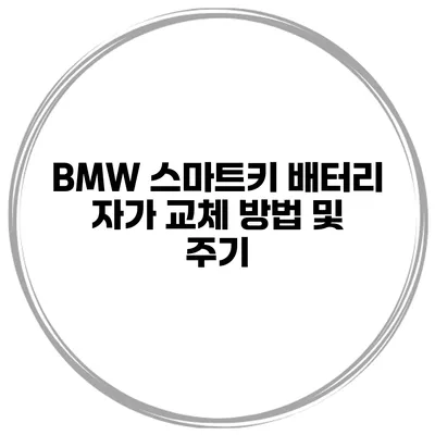 BMW 스마트키 배터리 자가 교체 방법 및 주기