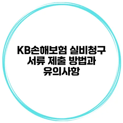 KB손해보험 실비청구 서류 제출 방법과 유의사항