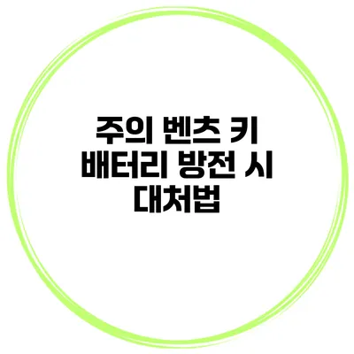 주의 벤츠 키 배터리 방전 시 대처법